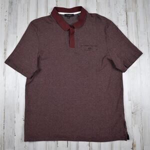 Ted Baker London Short Sleeve Polo Shirt Cotton Knit Maroon size 6 Fits medium